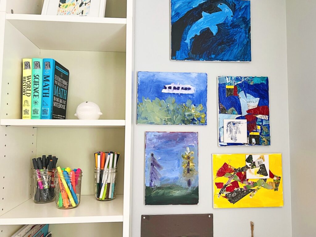 how to organize a homework and art station for kids