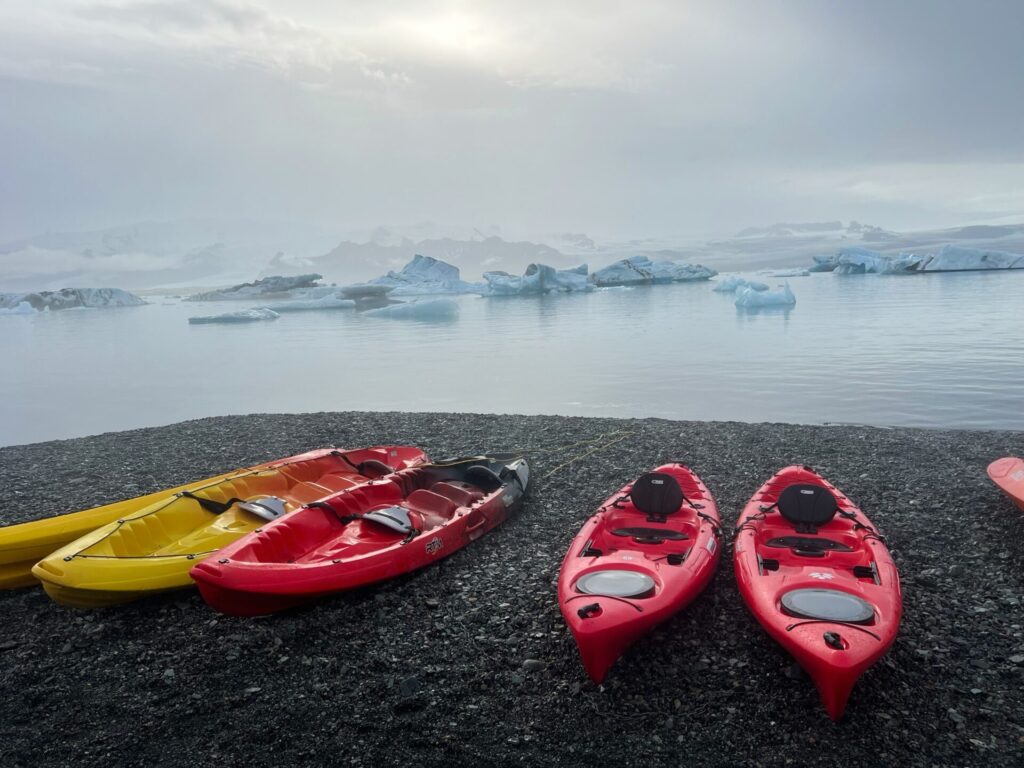guided kayaking glacier lagoon iceland