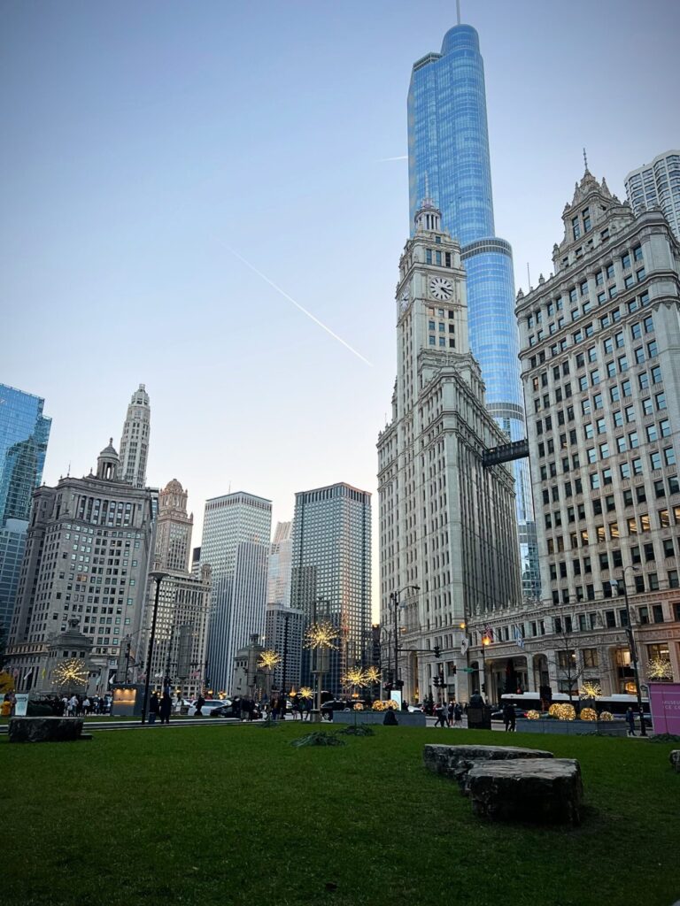 Chicago skyline Christmas