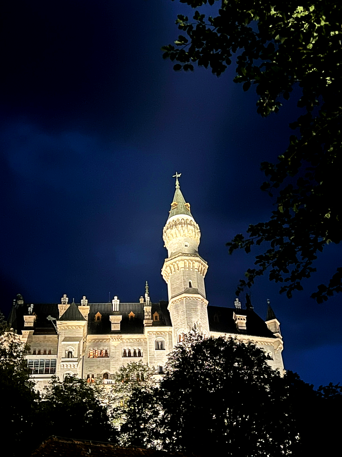 Neuschwanstein lights at night