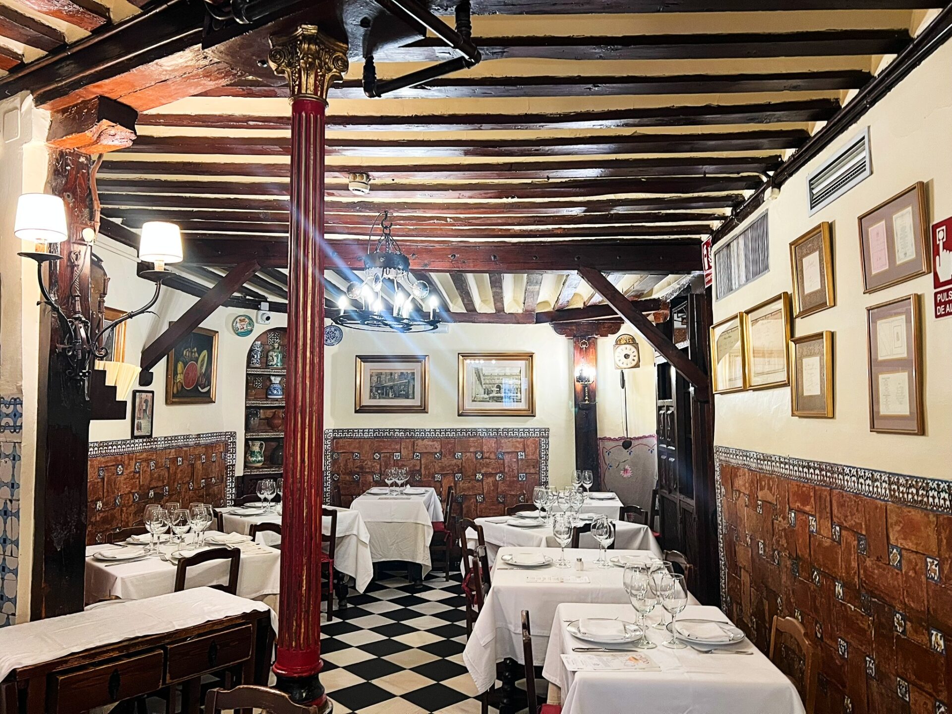 eating at Botin restaurant in Madrid, Spain